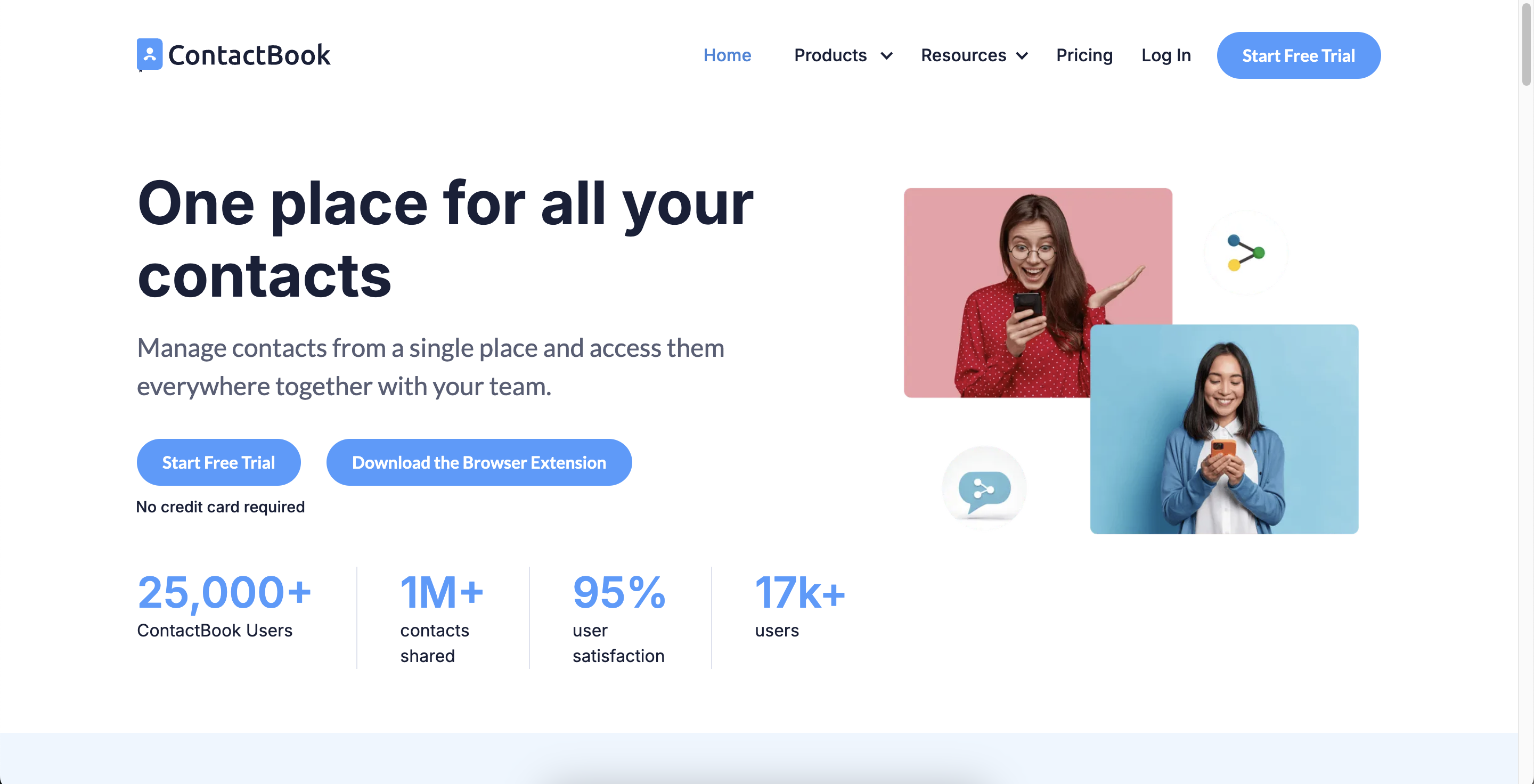 Página de inicio de ContactBook